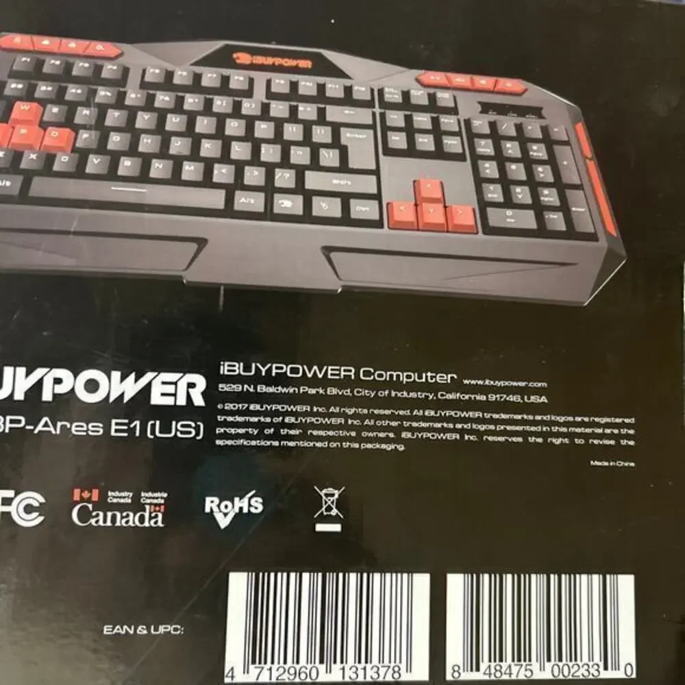 ibuypower-ibp-Ares‎ E1 gaming keyboard spill resistant black n red